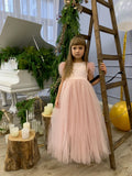 Custom Wedding Flower Girl Special Occasion Satin Tulle Long Dress