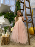 Custom Wedding Flower Girl Special Occasion Satin Tulle Long Dress