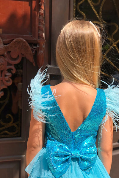 Girls Couture Sequin Tulle Special Occasion Pageant Party Floor Length Dress