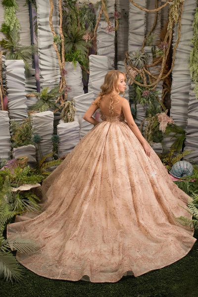 Luxurious Lace Satin Embroidered Girls Couture Wedding Flower Girl Ball Gown