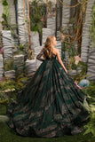 Custom Couture Girls Emerald Green Pageant Glitter Tulle Taffeta Gown