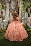 Custom Couture Handmade 3D Floral Lace Flower Girl Wedding Party Dress