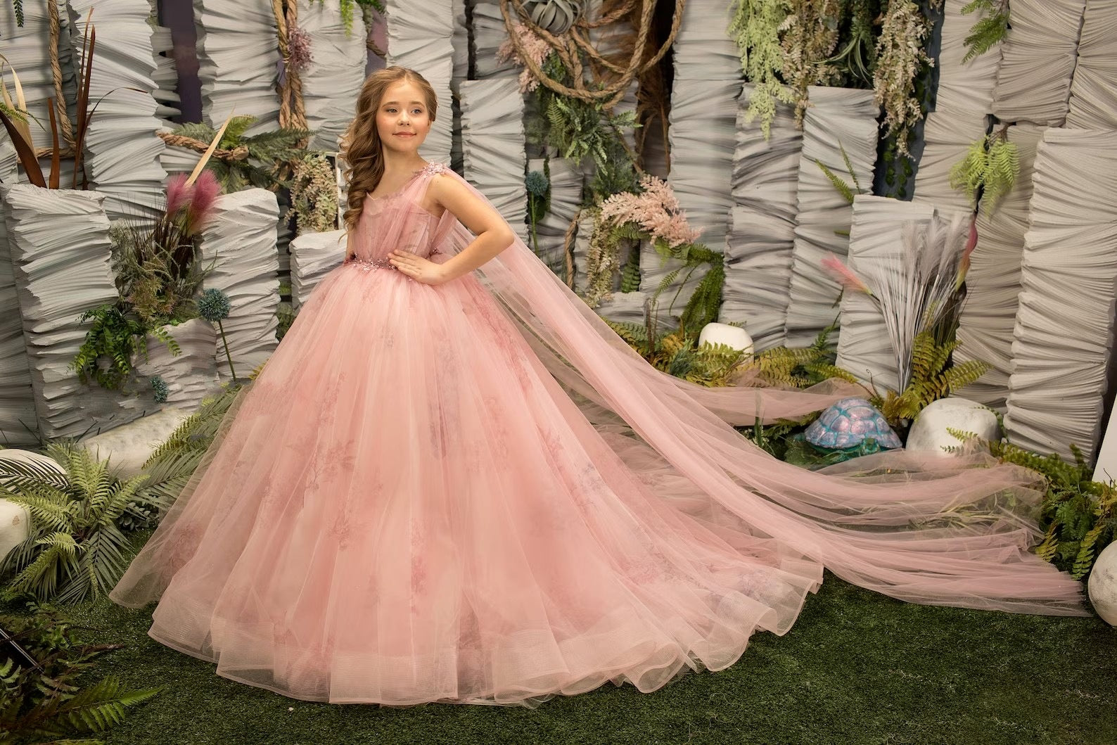 Princess Custom Couture Tulle Flower Girl Wedding Party Ball Gown