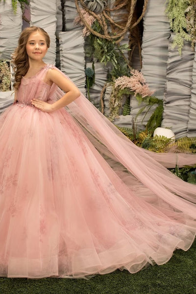 Princess Custom Couture Tulle Flower Girl Wedding Party Ball Gown