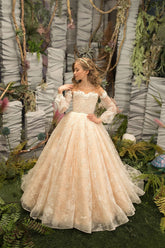 Gorgeous Couture Lace Wedding Flower Girl Mini Bride Special Occasion Gown