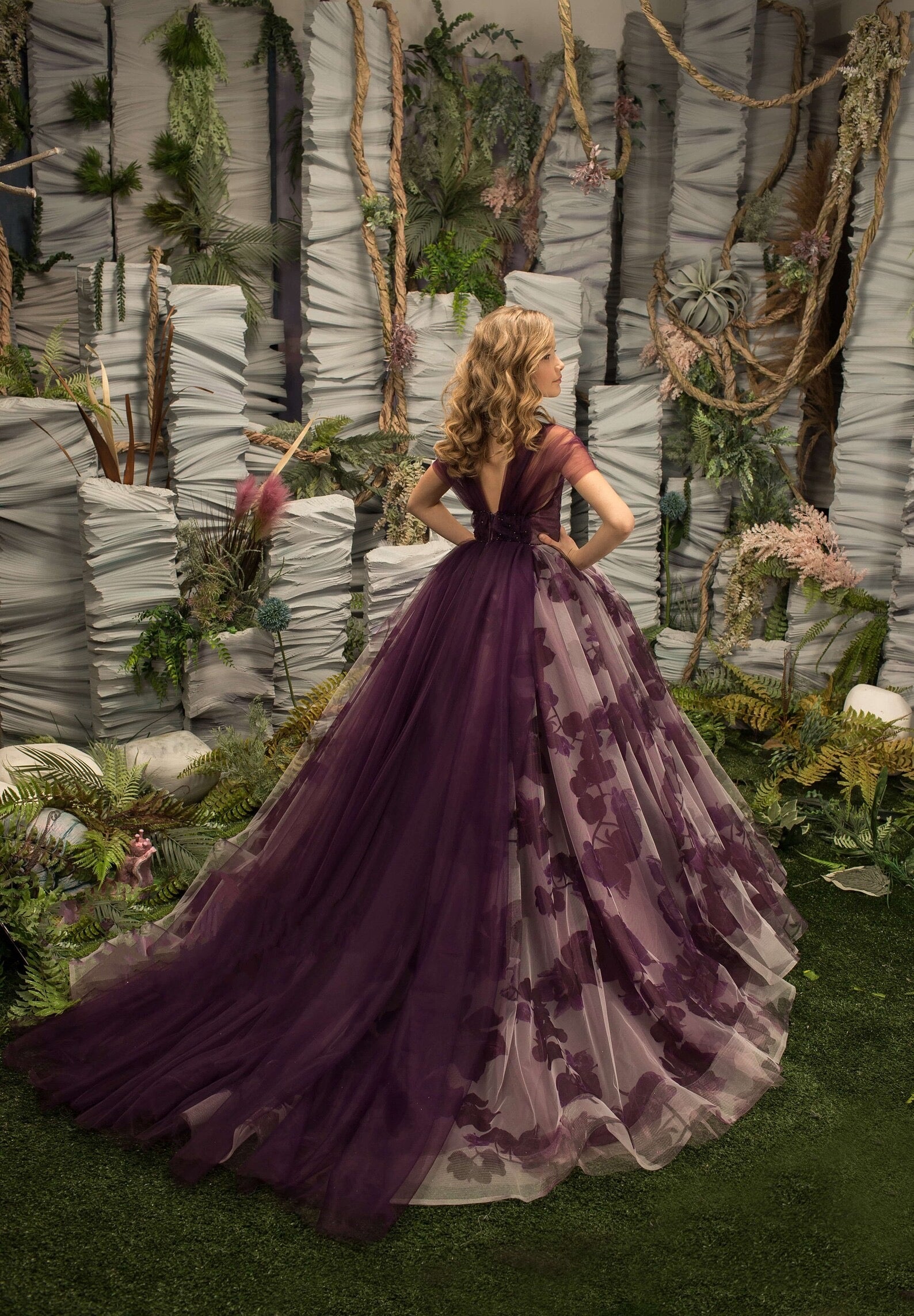 Girls Custom Couture Wedding Flower Girl Floral Tulle Pageant Party Gown