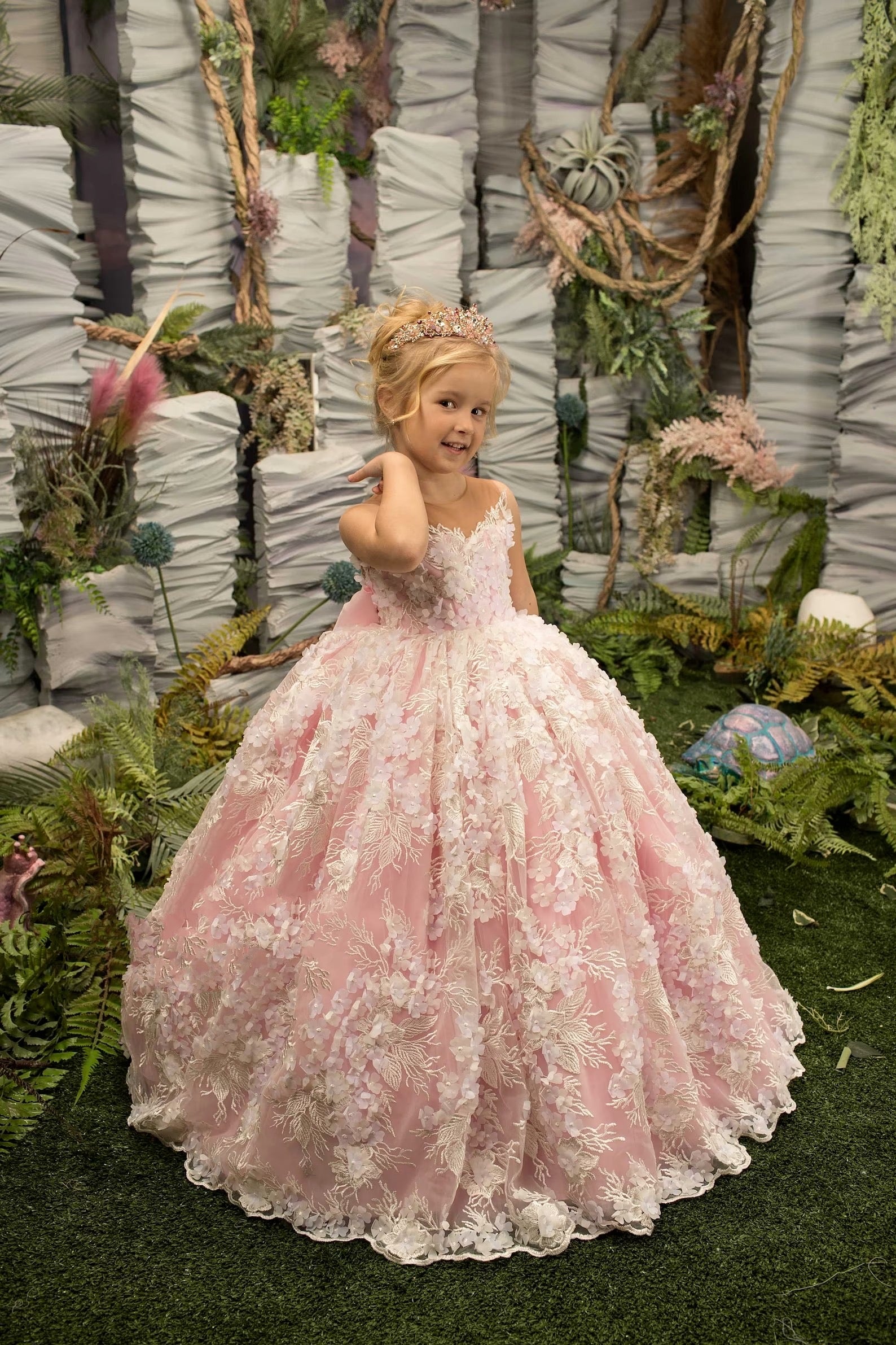 Girls Couture Satin Lace Tulle Flower Girl Special Occasion Party Dress