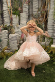 Girls Custom Couture Wedding Flower Girl Pageant Party Hi Low Dress