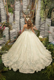 Couture Girls Ivory Mint Glitter Tulle Flower Girl Pageant Party Ball Gown