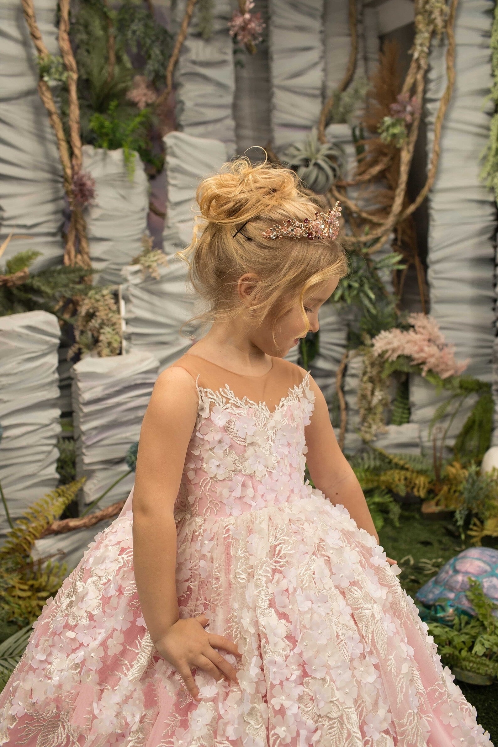 Girls Couture Satin Lace Tulle Flower Girl Special Occasion Party Dress