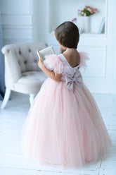 Girls 1st Communion Flower Girl Dress With Multi Layered Tulle Skirt
