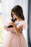 Girls 1st Communion Flower Girl Dress With Multi Layered Tulle Skirt