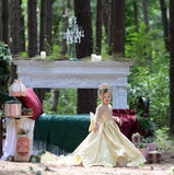 Girls Jacquard Custom Couture Pageant Flower Girl Gown With Train