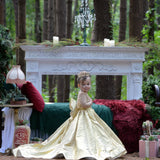 Girls Jacquard Custom Couture Pageant Flower Girl Gown With Train