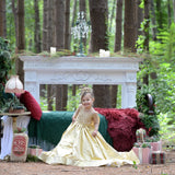 Girls Jacquard Custom Couture Pageant Flower Girl Gown With Train