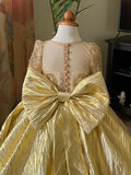 Girls Jacquard Custom Couture Pageant Flower Girl Gown With Train