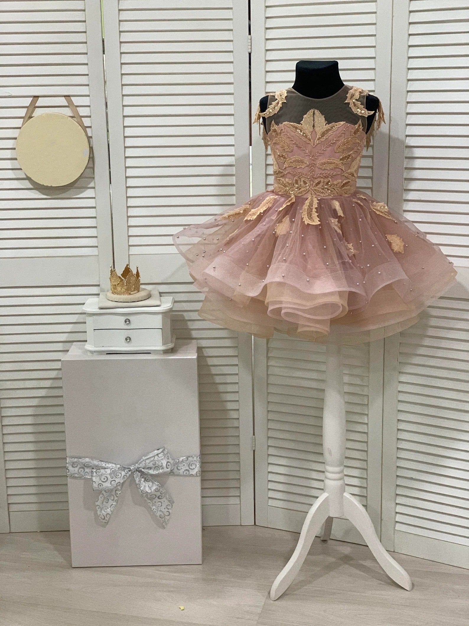 Girls Custom Couture Pageant Flower Girl Party Dress With Detachable Train