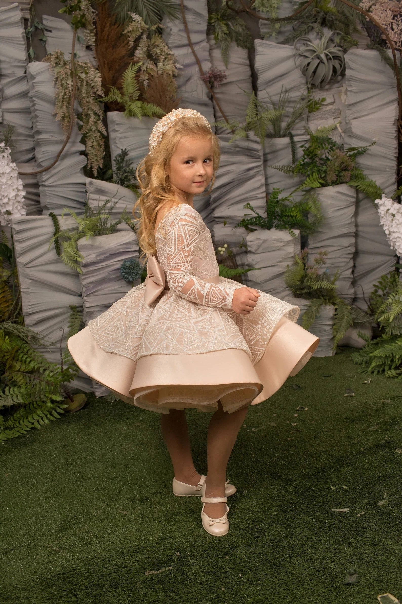 Couture Girls Beaded Lace Short Pageant Birthday Party Special Occasion Dress