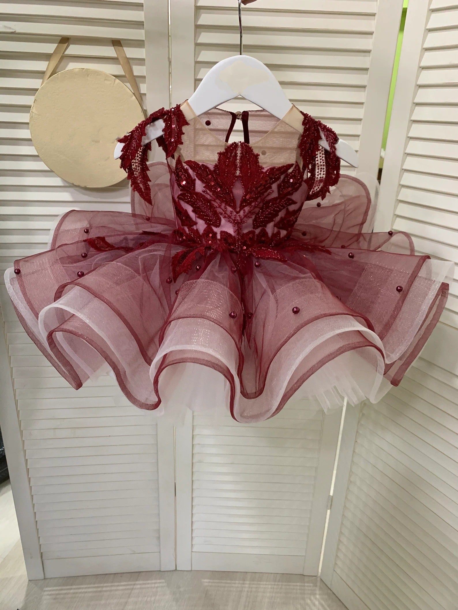 Girls Custom Couture Pageant Flower Girl Party Dress With Detachable Train