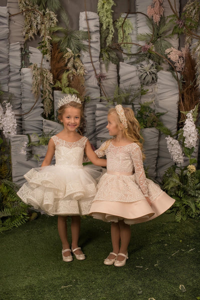 Couture Girls Beaded Lace Short Pageant Birthday Party Special Occasion Dress