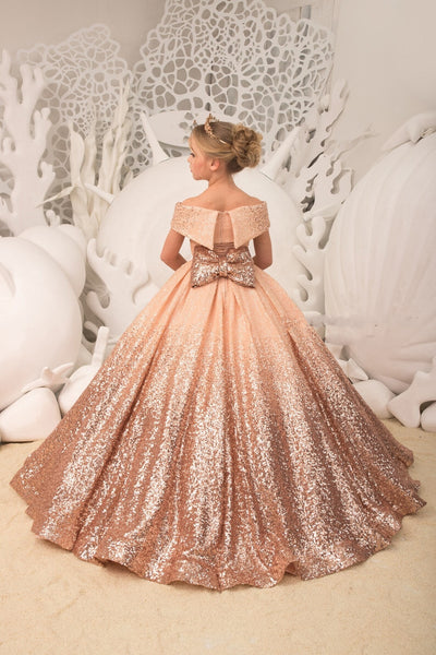Girls Couture Off The Shoulder Sequin Pageant Party Special Occasion Formal Gown