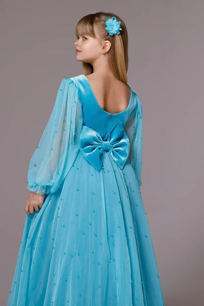 Celestielle Azure Couture Gown – Turquoise Girls Special Occasion Dress