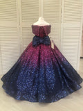 Girls Couture Off The Shoulder Sequin Pageant Party Special Occasion Formal Gown