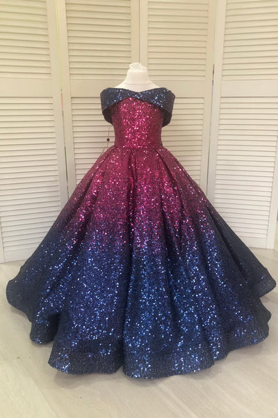 Girls Couture Off The Shoulder Sequin Pageant Party Special Occasion Formal Gown