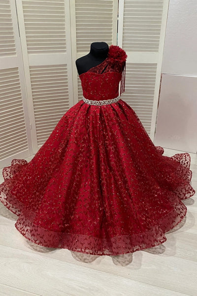 Girls Stunning Couture Glitter Tulle Christmas Pageant Special Occasion Gown