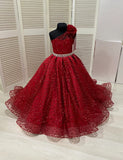 Girls Stunning Couture Glitter Tulle Christmas Pageant Special Occasion Gown