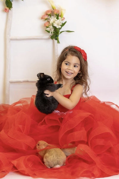 Satin Tulle Flower Girl Pageant Communion Gown Baby Birthday Dress