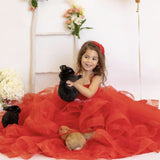 Satin Tulle Flower Girl Pageant Communion Gown Baby Birthday Dress