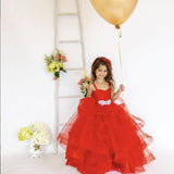 Satin Tulle Flower Girl Pageant Communion Gown Baby Birthday Dress