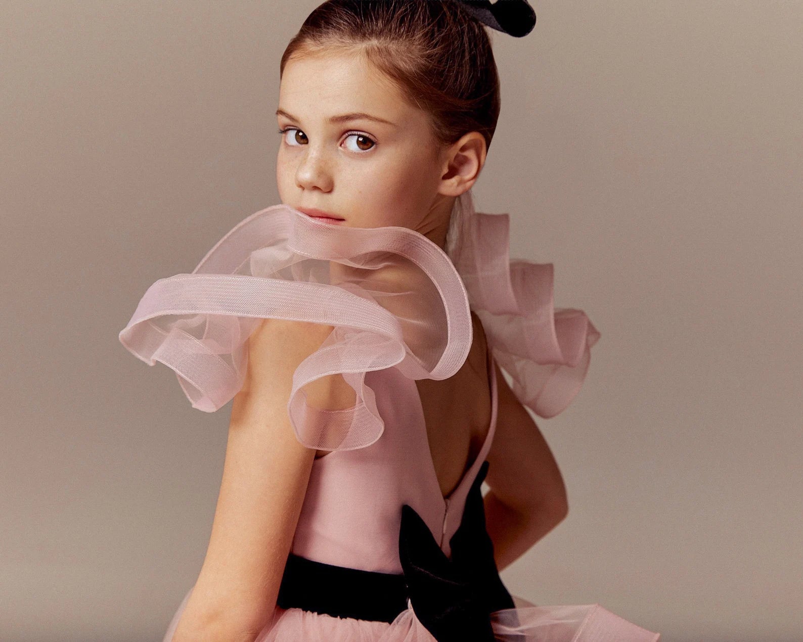 Custom Couture Tulle Satin Velvet Wedding Party Flower Girl Floor Length Dress
