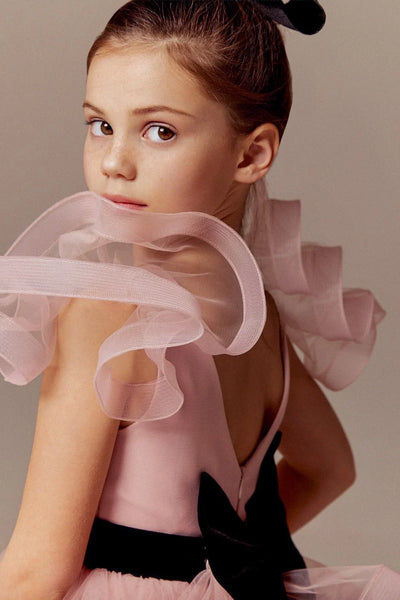 Custom Couture Tulle Satin Velvet Wedding Party Flower Girl Floor Length Dress