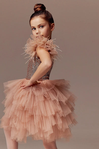 Girls Special Occasion Pageant Party Hi Low Tulle Sequin Dress
