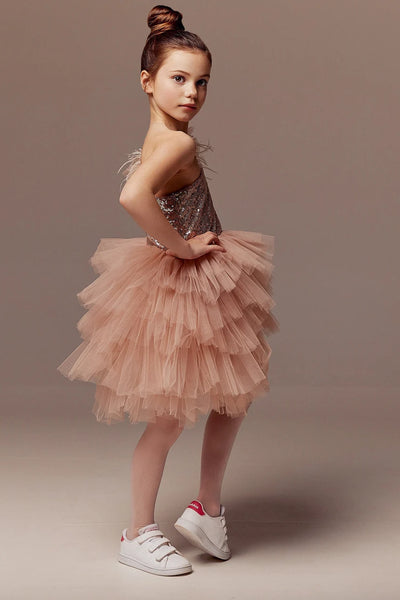 Girls Special Occasion Pageant Party Hi Low Tulle Sequin Dress