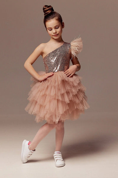 Girls Special Occasion Pageant Party Hi Low Tulle Sequin Dress