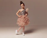 Girls Special Occasion Pageant Party Hi Low Tulle Sequin Dress