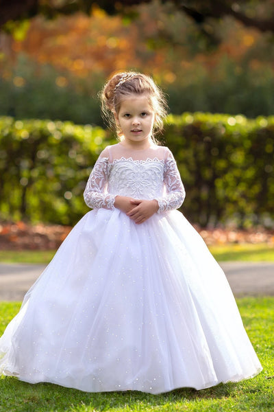 Amora Satin & Lace Girls Dress | Blush Kids