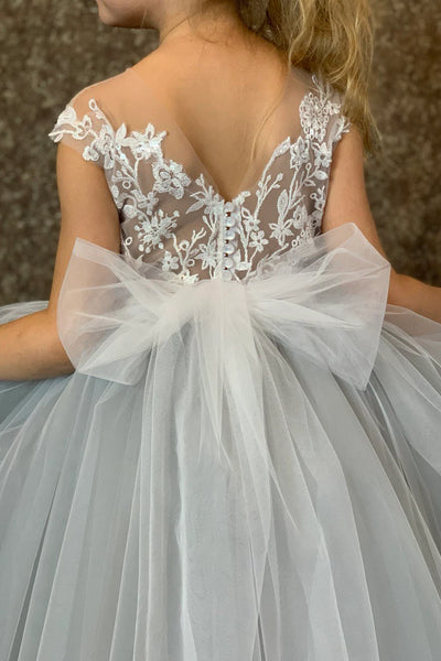 Couture Tulle Lace Flower Girl Wedding Party Floor Length Dress