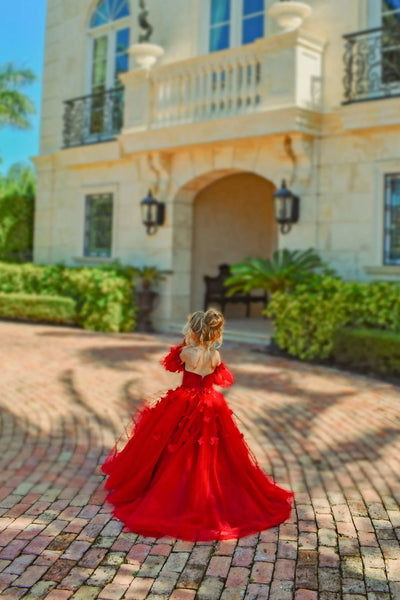 Beautiful Custom Handmade Princess Flower Girl Wedding Party Tulle Gown