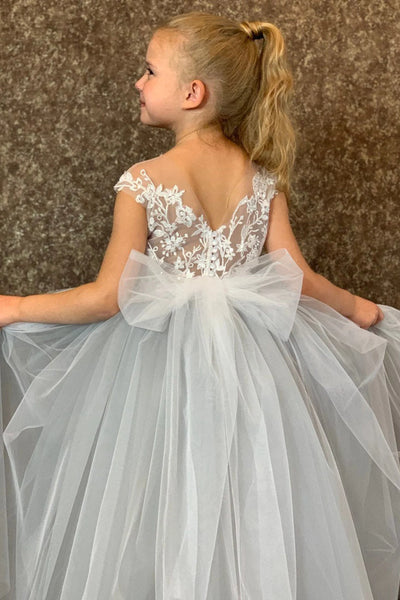 Couture Tulle Lace Flower Girl Wedding Party Floor Length Dress