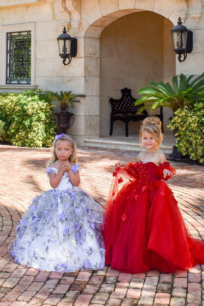 Beautiful Custom Handmade Princess Flower Girl Wedding Party Tulle Gown