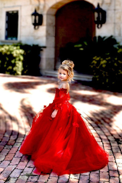 Beautiful Custom Handmade Princess Flower Girl Wedding Party Tulle Gown
