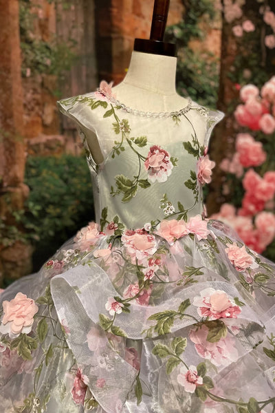 Custom Couture Princess 3D Floral Wedding Flower Girl Special Occasion Dress