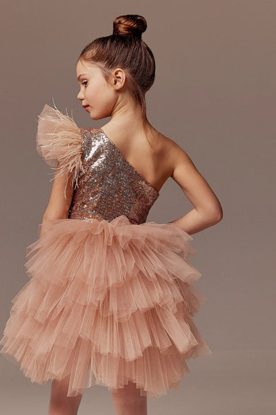 Girls Special Occasion Pageant Party Hi Low Tulle Sequin Dress