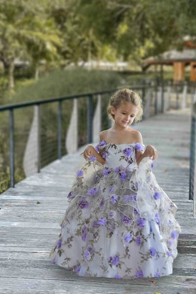 Custom Couture Princess 3D Floral Wedding Flower Girl Special Occasion Dress