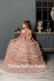 Custom Couture Flower Girl Wedding Party Satin Tulle Floor Length Dress