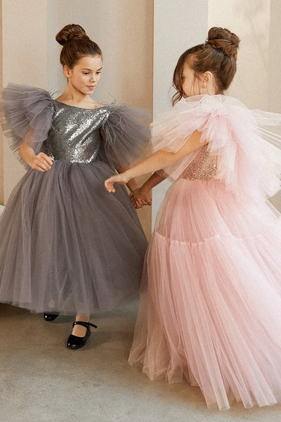 Girls Couture Tutu Wedding Party Special Occasion Sequin Floor Length Dress